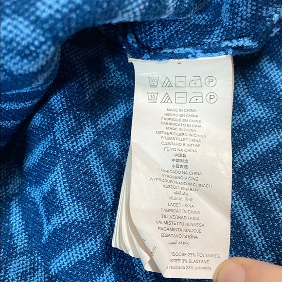 Michael Kors Blue Patterned Woman Medium Casual Crop Sweater Short Sleeves - Picture 10 of 12